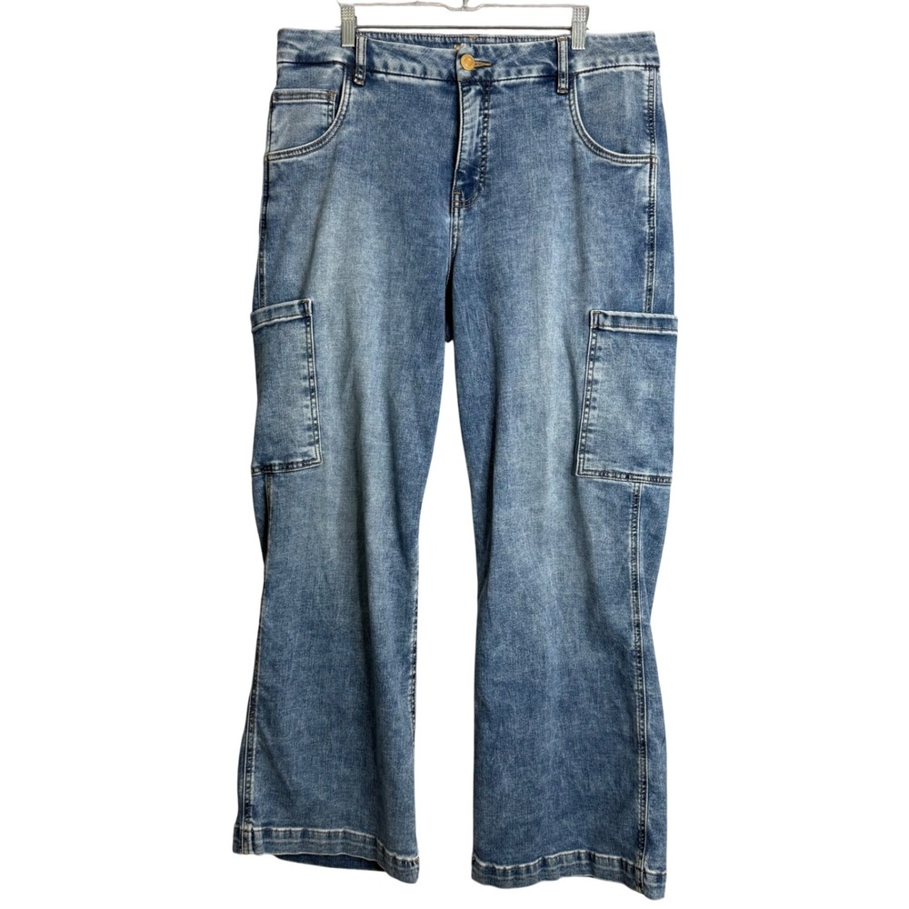 Kut From The Kloth Jodi Fab Ab Wide Leg Cargo Jeans Womens 14W Blue High Rise
